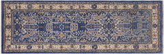 handmade Traditional Kafkaz Lt. Blue Ivory Hand Knotted RUNNER 100% WOOL area rug 3' x 9'