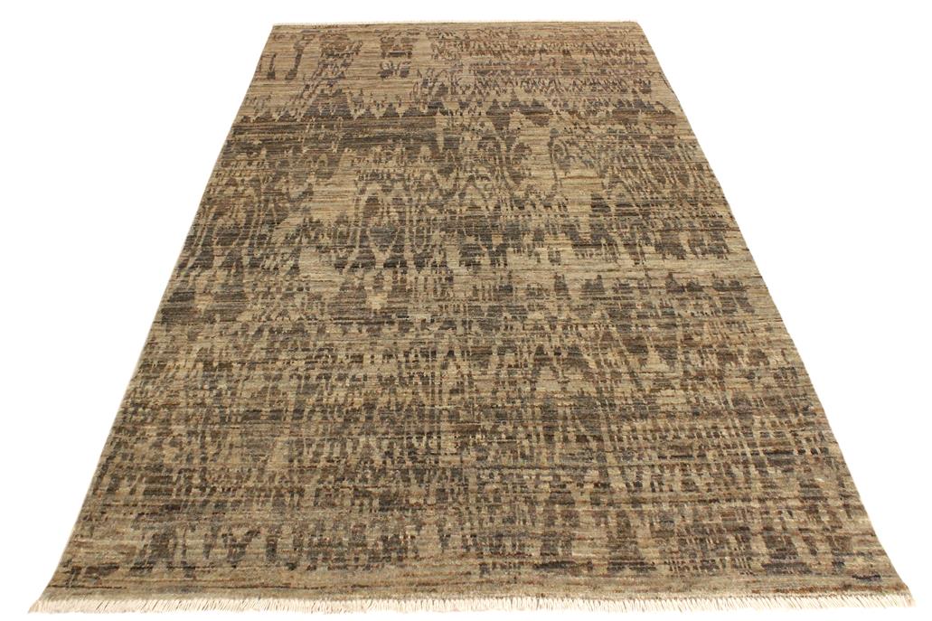 handmade Modern Kafkaz Gray Blue Hand Knotted RECTANGLE 100% WOOL area rug 4 x 6