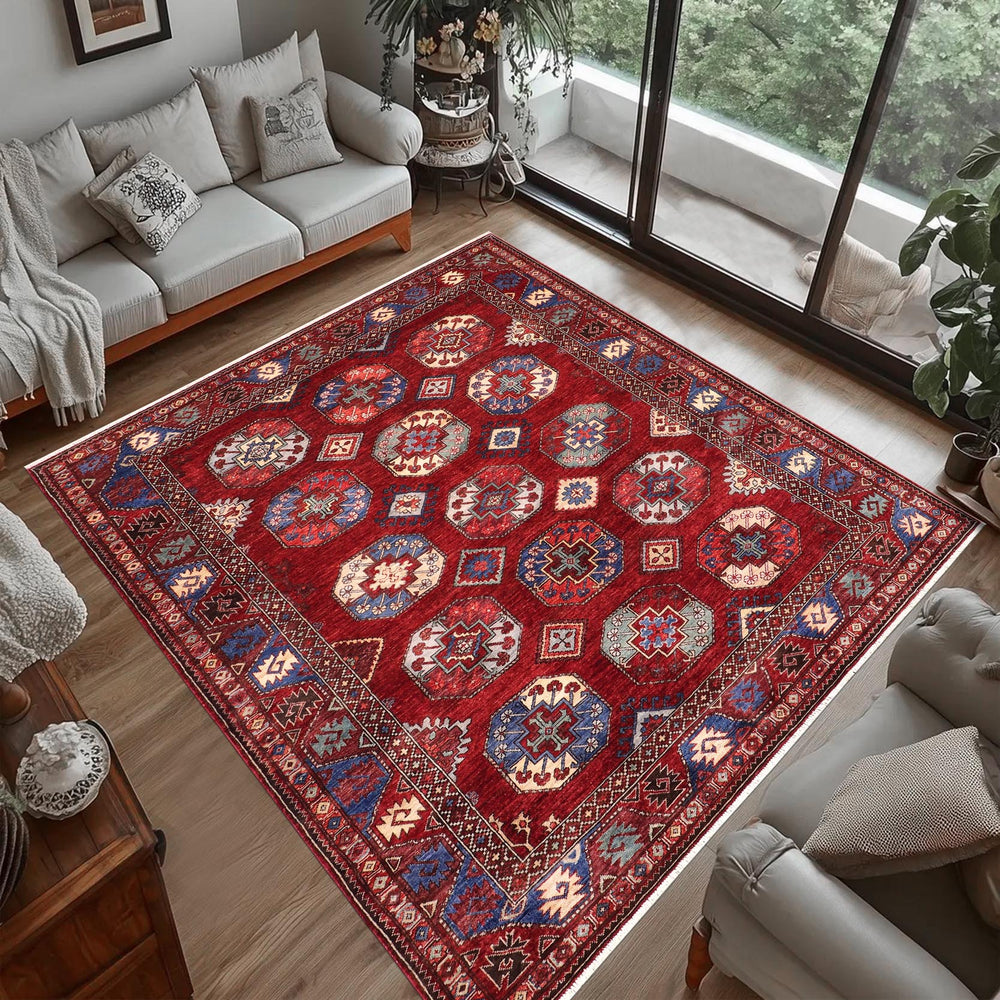 handmade Transitional Kafkaz Red Rust Hand Knotted RECTANGLE 100% WOOL area rug 6' x 8'