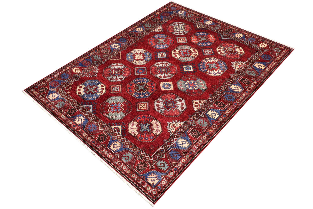 handmade Transitional Kafkaz Red Rust Hand Knotted RECTANGLE 100% WOOL area rug 6' x 8'