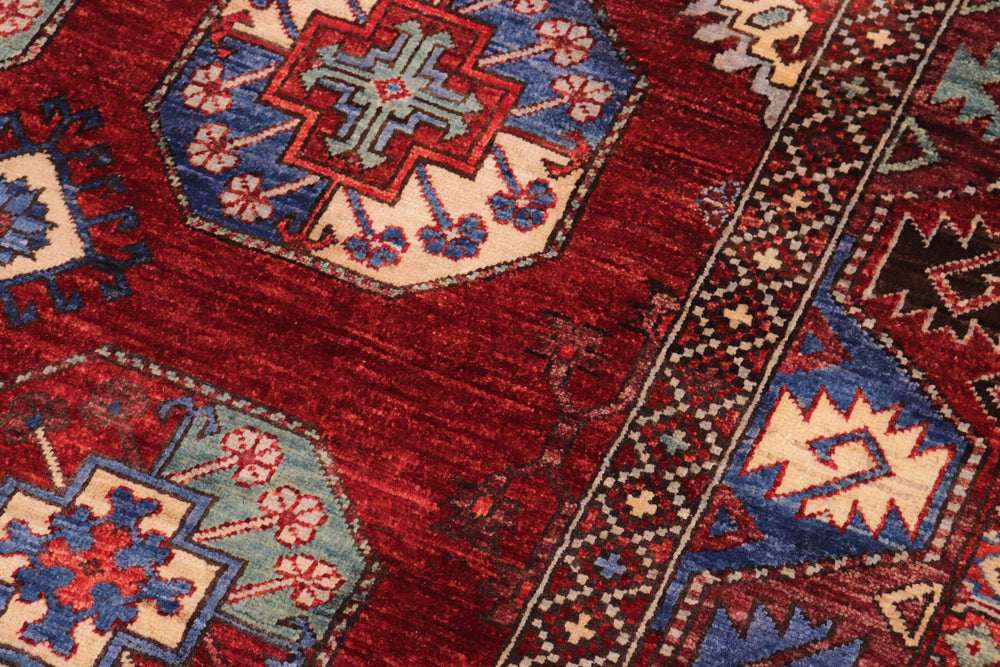 handmade Transitional Kafkaz Red Rust Hand Knotted RECTANGLE 100% WOOL area rug 6' x 8'