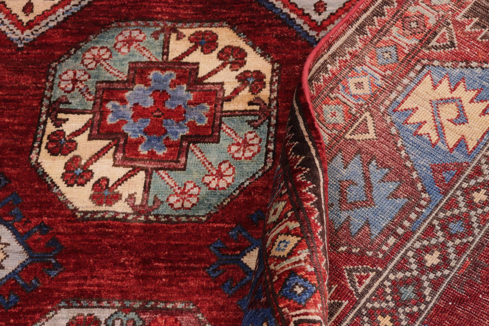handmade Transitional Kafkaz Red Rust Hand Knotted RECTANGLE 100% WOOL area rug 6' x 8'