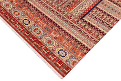 handmade Geometric Kurjean Burntorange Blue Hand Knotted RECTANGLE 100% WOOL area rug 9x12