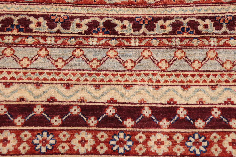 handmade Geometric Kurjean Burntorange Blue Hand Knotted RECTANGLE 100% WOOL area rug 9x12