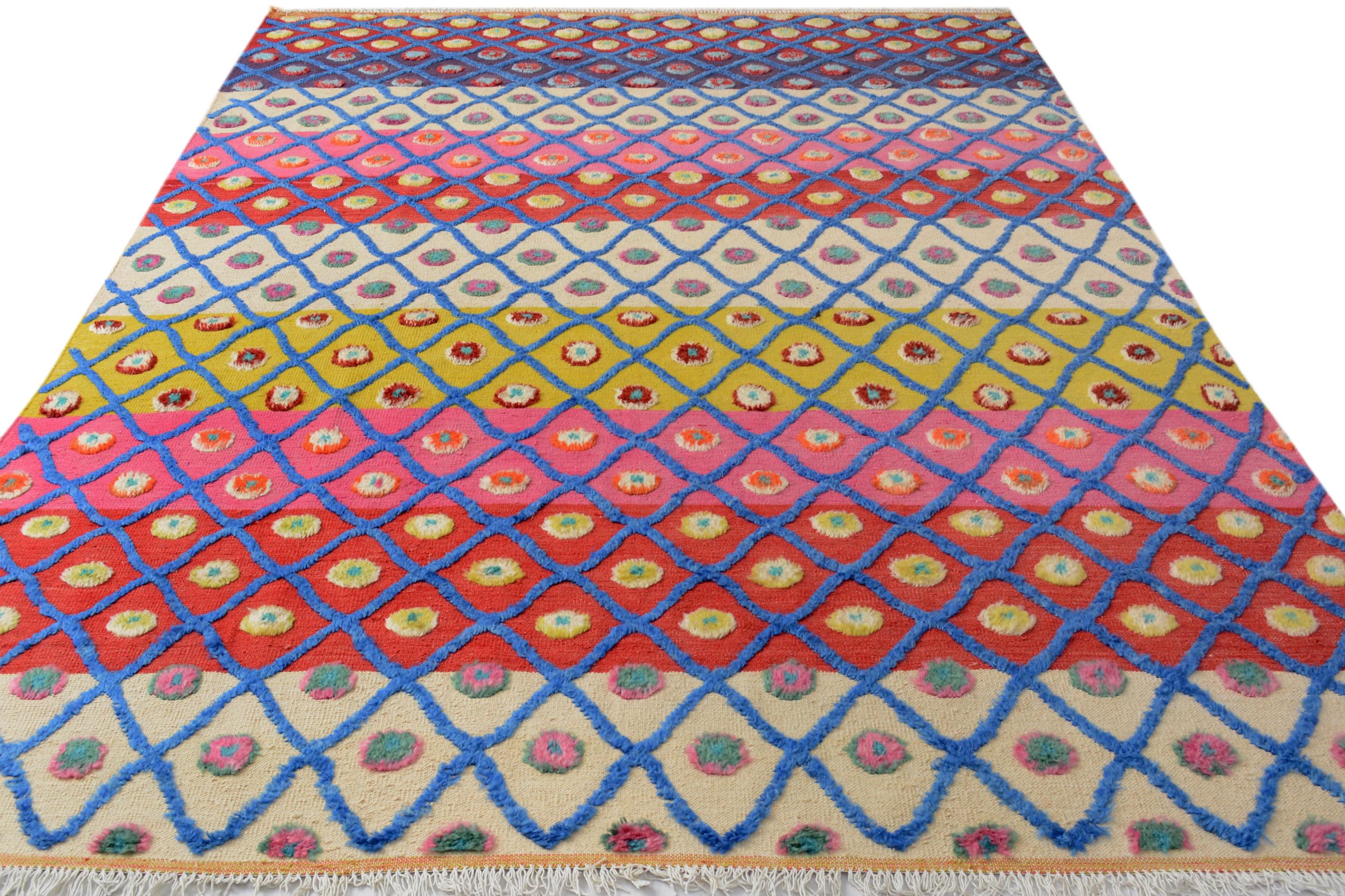 handmade Geometric Moroccan Hi Beige Red Hand Knotted RECTANGLE 100% WOOL area rug 8' x 10'