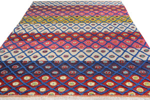 handmade Geometric Moroccan Hi Beige Red Hand Knotted RECTANGLE 100% WOOL area rug 8' x 10'