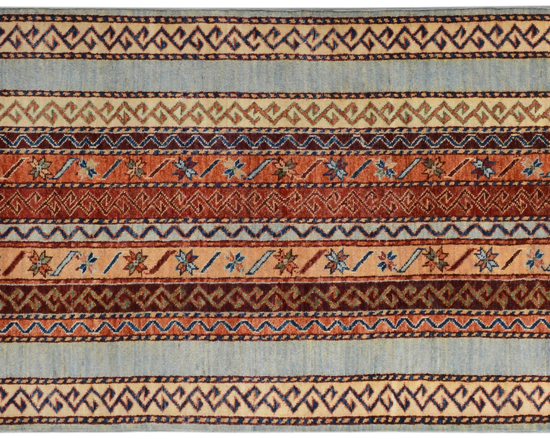 handmade Transitional Shawl Lt. Blue Ivory Hand Knotted RUNNER 100% WOOL area rug 2.6x9