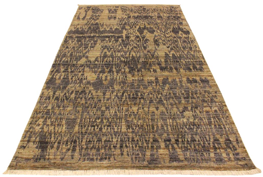 handmade Modern Kafkaz Gray Blue Hand Knotted RECTANGLE 100% WOOL area rug 4 x 6