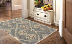 handmade Geometric Moroccan Gray Ivory Hand Knotted RECTANGLE 100% WOOL area rug 4' x 6'