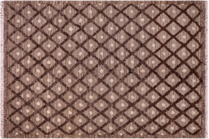8x10 hand knotted Moroccan style wool rug in brown and tan - Moroccan Tribal Antone