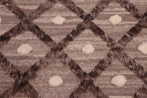 handmade Geometric Moroccan Hi Brown Tan Hand Knotted RECTANGLE 100% WOOL area rug 8' x 10'