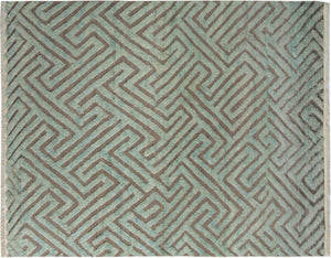 8x10 hand knotted Moroccan style wool rug in gray and green - Moroccan Rustic Jerrold