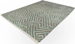 handmade Geometric Moroccan Hi Gray Green Hand Knotted RECTANGLE 100% WOOL area rug 8' x 10'