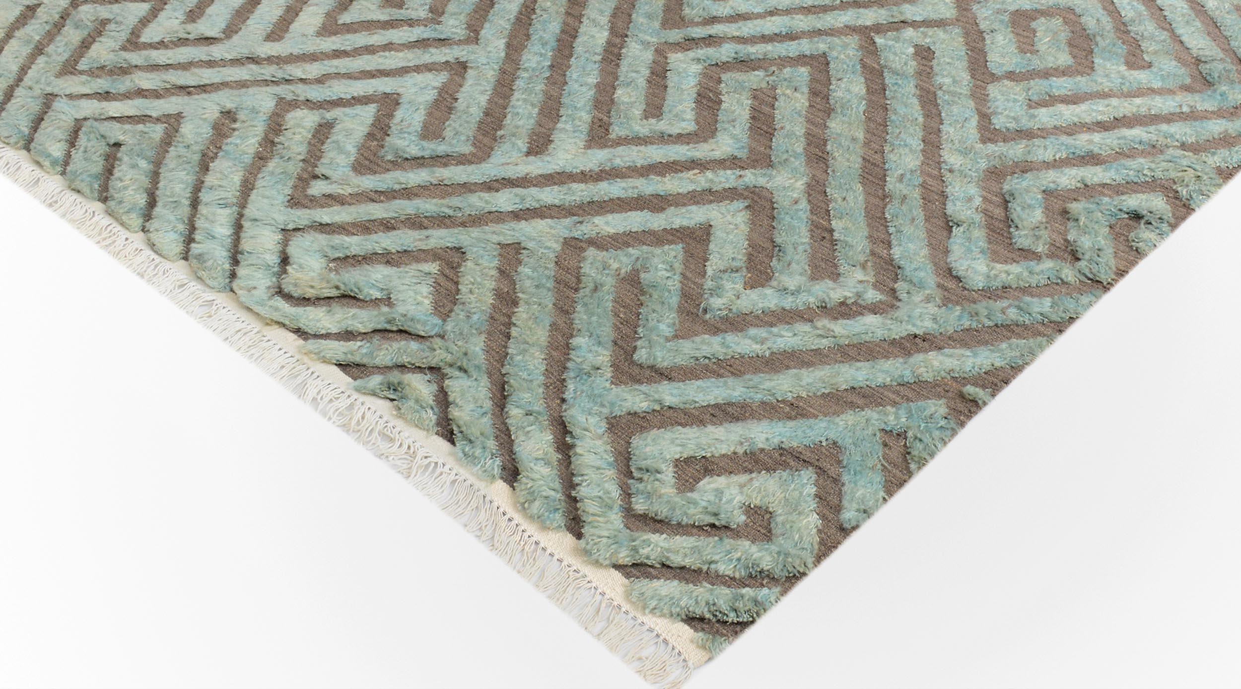 handmade Geometric Moroccan Hi Gray Green Hand Knotted RECTANGLE 100% WOOL area rug 8' x 10'