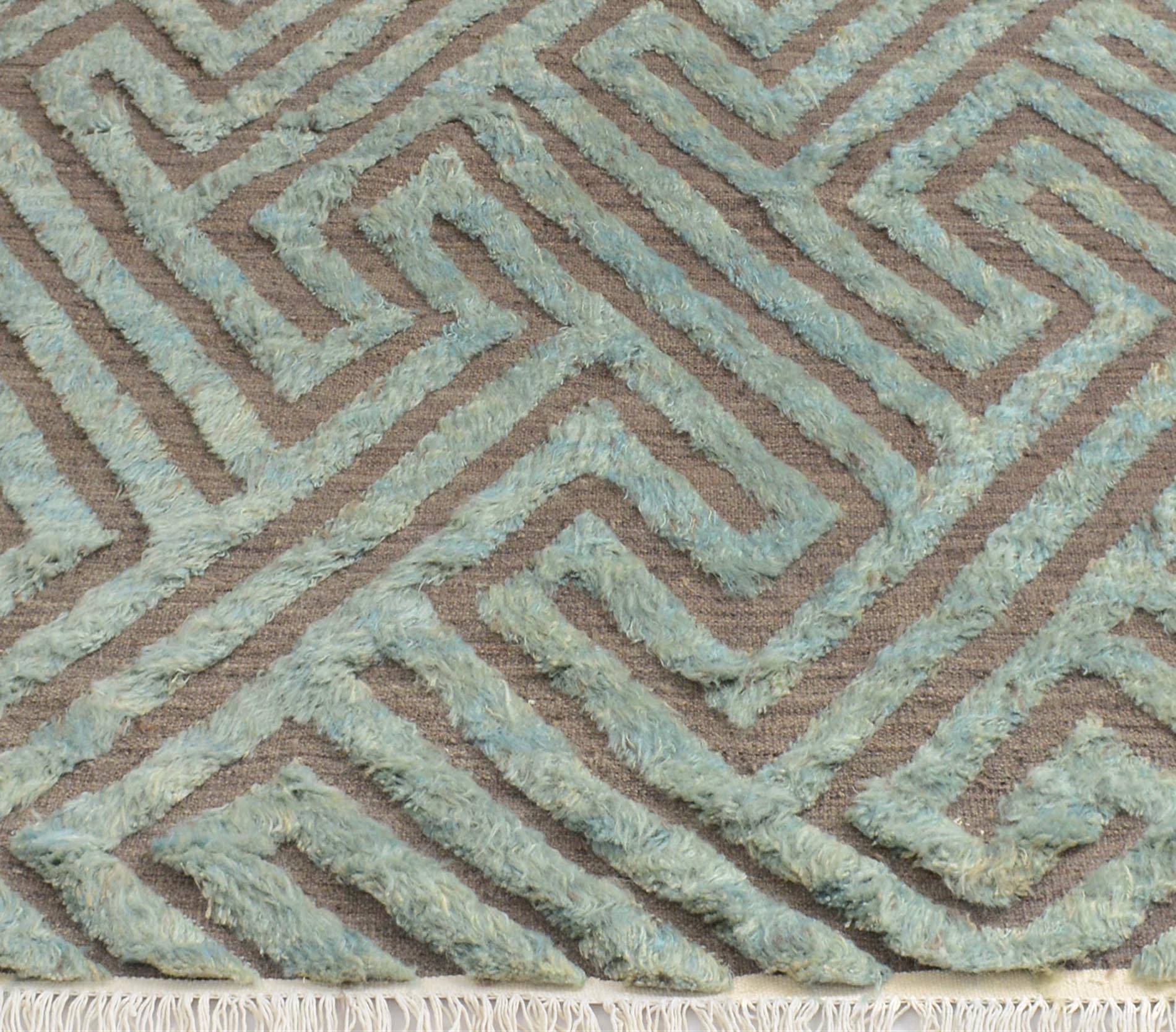 handmade Geometric Moroccan Hi Gray Green Hand Knotted RECTANGLE 100% WOOL area rug 8' x 10'