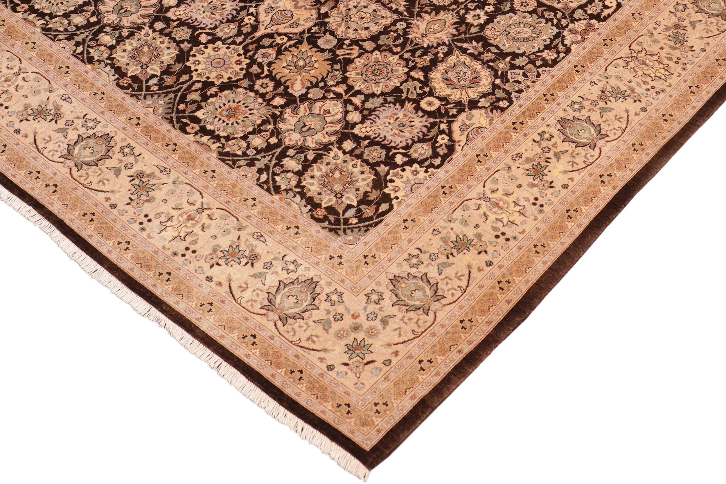 handmade Transitional Design Brown Beige Hand Knotted RECTANGLE 100% WOOL area rug 8' x 10'