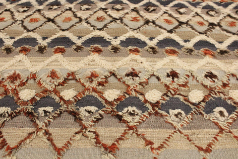 handmade Geometric Moroccan Hi Blue Gray Hand Knotted RECTANGLE 100% WOOL area rug 5' x 7'