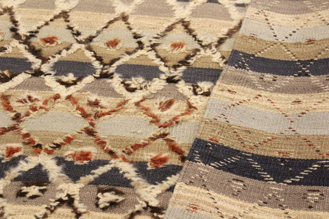 handmade Geometric Moroccan Hi Blue Gray Hand Knotted RECTANGLE 100% WOOL area rug 5' x 7'