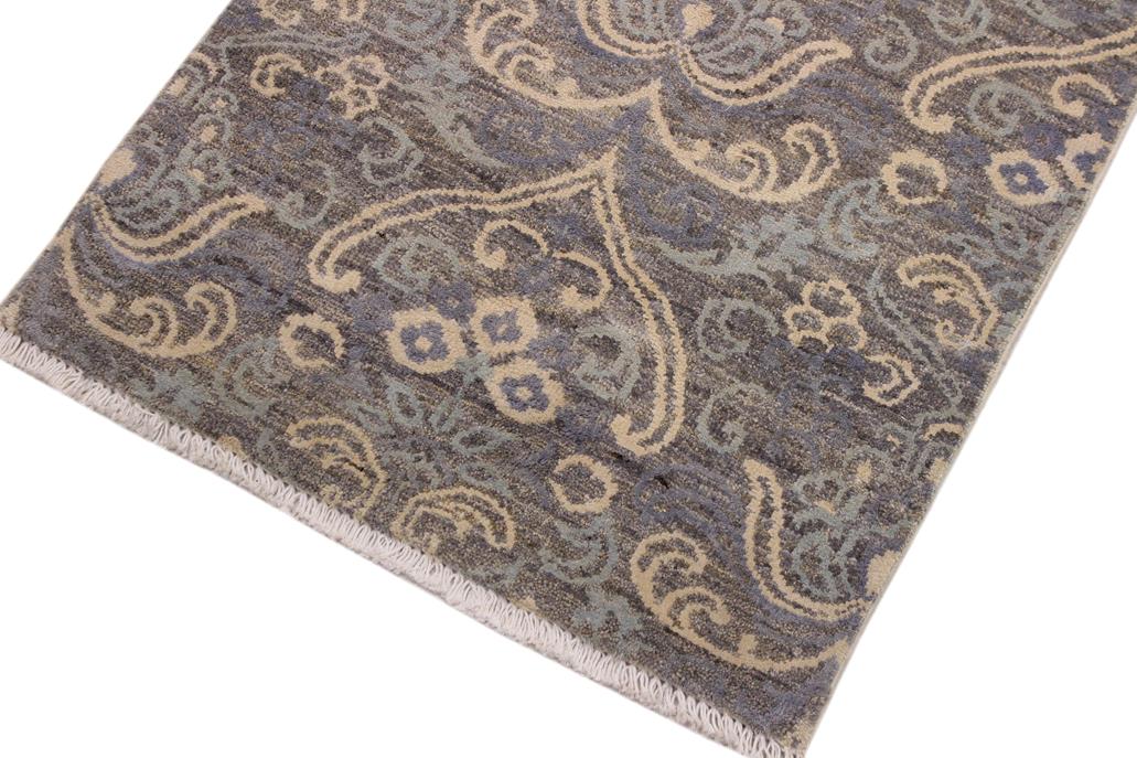 handmade Modern Kafkaz Gray Gray Hand Knotted RECTANGLE WOOL&SILK area rug 2 x 3