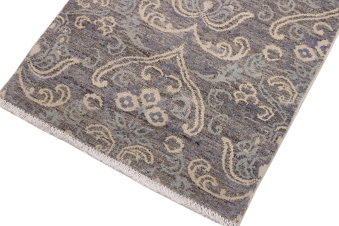 handmade Modern Kafkaz Gray Gray Hand Knotted RECTANGLE WOOL&SILK area rug 2' x 3'