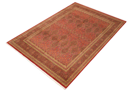 handmade Transitional Veg Dye Rust Green Hand Knotted RECTANGLE 100% WOOL area rug 8x10