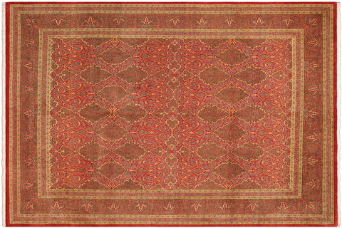 handmade Transitional Veg Dye Rust Green Hand Knotted RECTANGLE 100% WOOL area rug 8x10