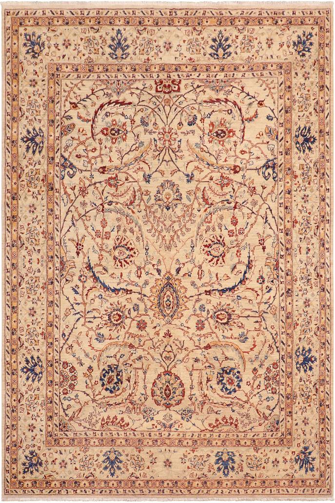 handmade Transitional Kafkaz Tan Blue Hand Knotted RECTANGLE 100% WOOL area rug 8 x 10