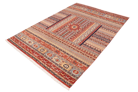 handmade Geometric Kurjean Rust Blue Hand Knotted RECTANGLE 100% WOOL area rug 10x14