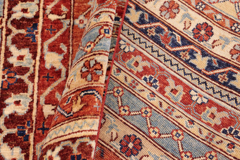 handmade Geometric Kurjean Rust Blue Hand Knotted RECTANGLE 100% WOOL area rug 10x14