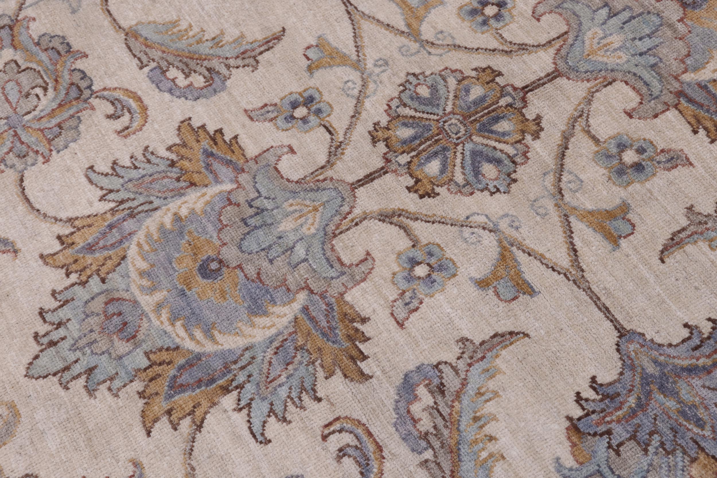 handmade Traditional Kafkaz Ivory Lt. Blue Hand Knotted RECTANGLE 100% WOOL area rug 12x18