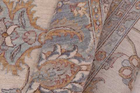 handmade Traditional Kafkaz Ivory Lt. Blue Hand Knotted RECTANGLE 100% WOOL area rug 12x18