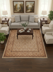 Turkish Knotted Istanbul Elin Blue/Tan Wool Rug - 8'2'' x 10'6''