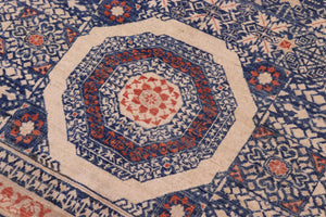 handmade Geometric Mamluk Rust Blue Hand Knotted RECTANGLE 100% WOOL area rug 10 x 14