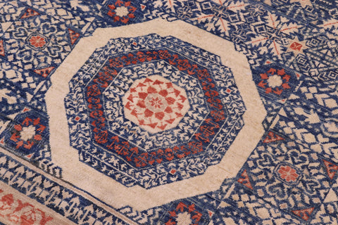handmade Geometric Mamluk Rust Blue Hand Knotted RECTANGLE 100% WOOL area rug 10 x 14