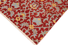 handmade Transitional Kafkaz Red Blue Hand Knotted RECTANGLE 100% WOOL area rug 6 x 9