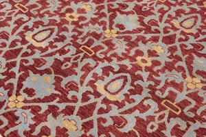 handmade Modern Kafkaz Red Blue Hand Knotted RECTANGLE 100% WOOL area rug 6' x 9'