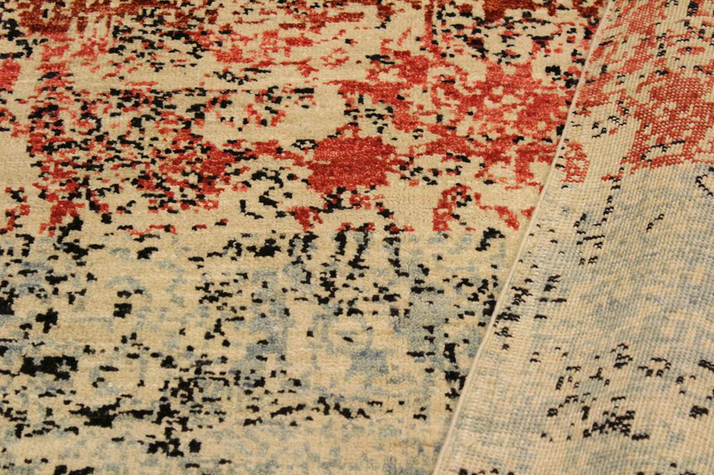 handmade Modern Abstract Blue Red Hand Knotted RECTANGLE 100% WOOL area rug 4 x 6