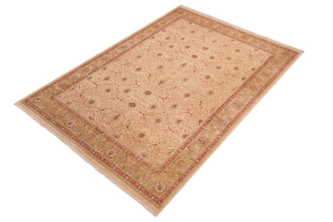 handmade Transitional Taj Ivory Lt. Green Hand Knotted RECTANGLE 100% WOOL area rug 8x10