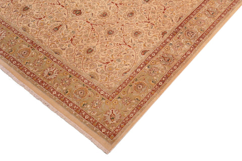 handmade Transitional Taj Ivory Lt. Green Hand Knotted RECTANGLE 100% WOOL area rug 8x10