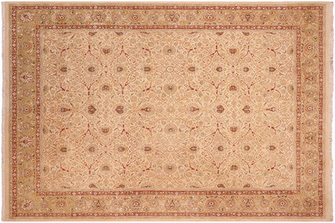 handmade Transitional Taj Ivory Lt. Green Hand Knotted RECTANGLE 100% WOOL area rug 8x10