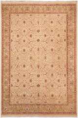 Traditional Taj Lydia Ivory Lt. Green Hand Knotted Area rugs 8 x 10