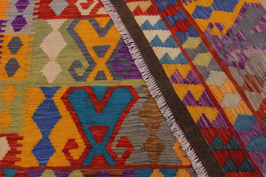 Flat Weave Kilim Antique Navaho Vintage handmade Geometric Kilim Red Brown Hand-Woven Rectangle 100% Wool Area Rug 6x10 