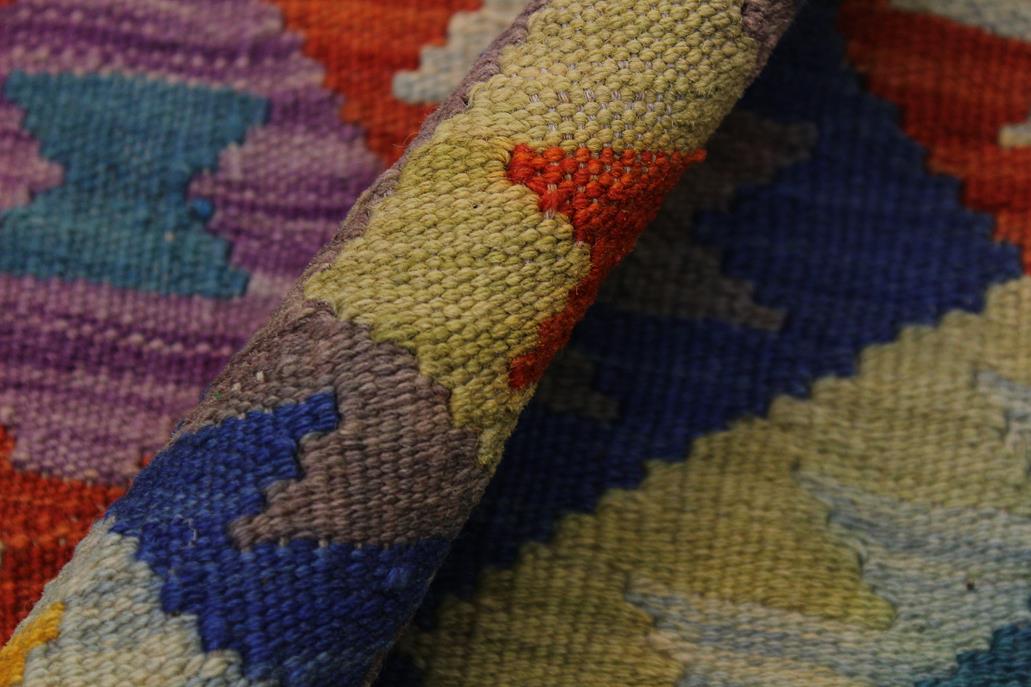 Flat Weave Kilim Antique Navaho Vintage handmade Geometric Kilim Ivory Blue Hand-Woven Rectangle 100% Wool Area Rug 5x6 