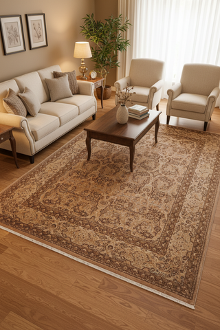 handmade Transitional Design Tan Lt. Blue Hand Knotted RECTANGLE 100% WOOL area rug 8' x 10'