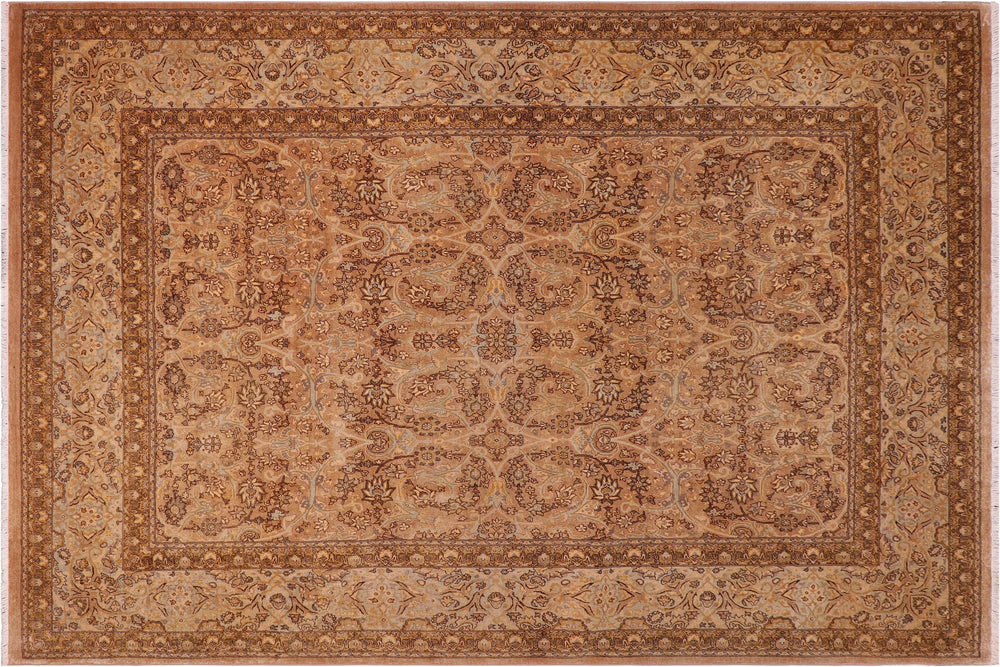 handmade Transitional Design Tan Lt. Blue Hand Knotted RECTANGLE 100% WOOL area rug 8' x 10'