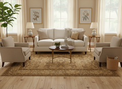 Turkish Knotted Istanbul Edris Tan/ Blue Wool Rug - 8'2'' x 9'11''