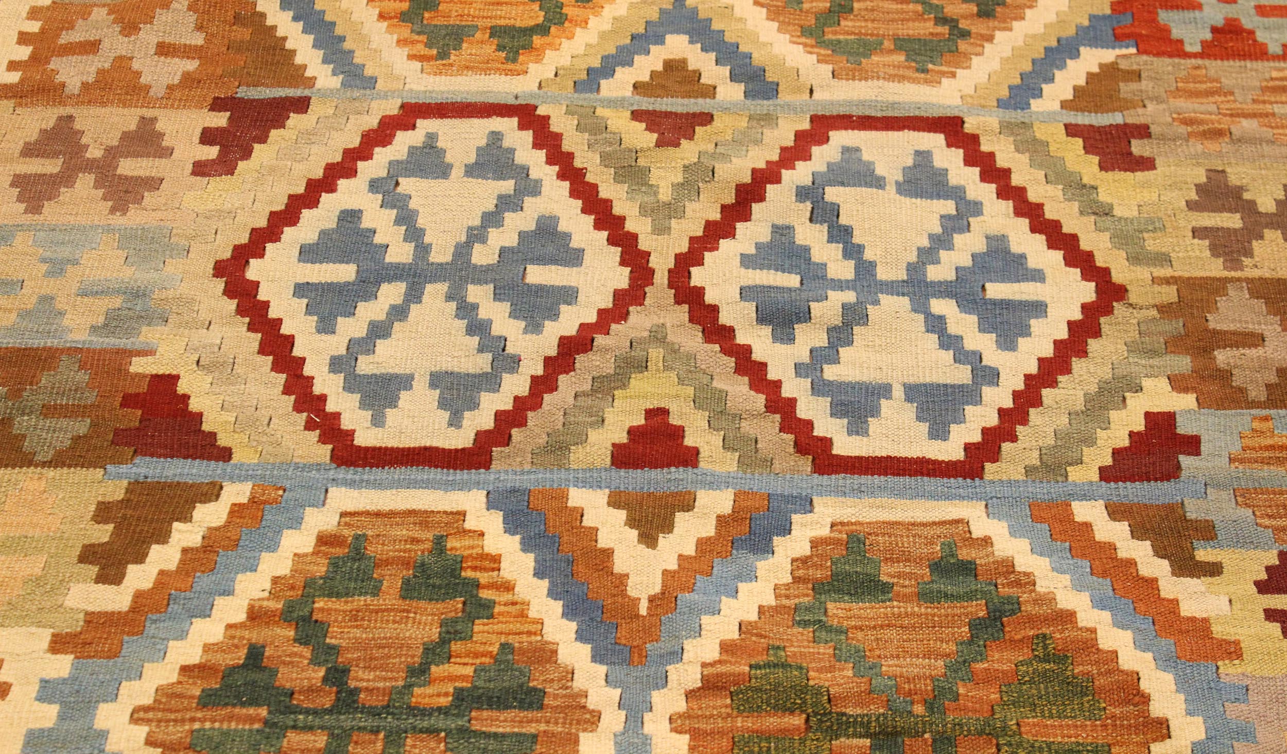 handmade Geometric Kilim Gray Blue Hand-Woven RECTANGLE 100% WOOL area rug 4 x 6