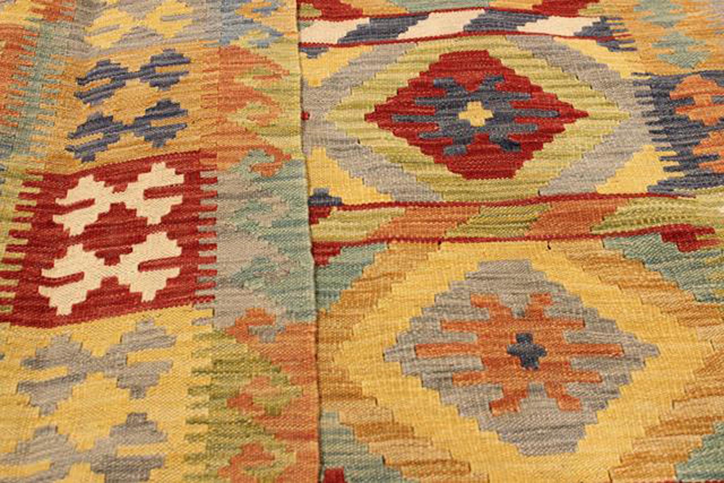 handmade Geometric Kilim Ivory Red Hand-Woven RECTANGLE 100% WOOL area rug 5 x 7