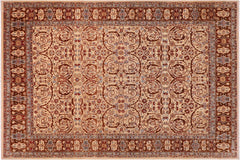 handmade Traditional Lahore Tan Brown Hand Knotted RECTANGLE 100% WOOL area rug 8' x 10'