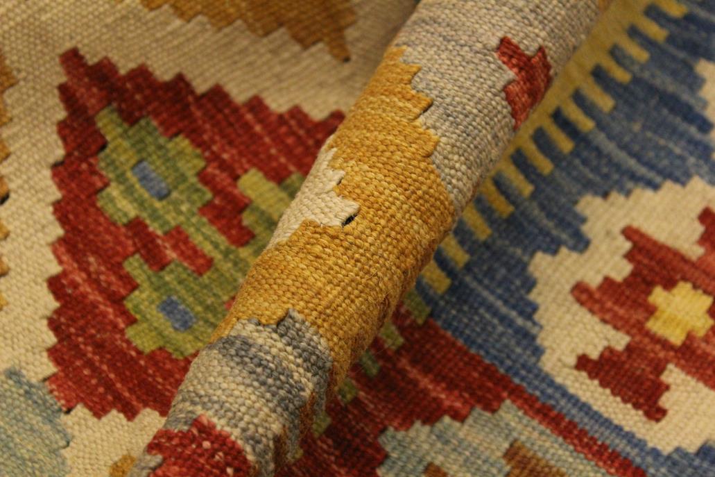 Flat Weave Kilim Antique Navaho Vintage handmade Geometric Kilim Ivory Gold Hand-Woven Rectangle 100% Wool Area Rug 5x6 